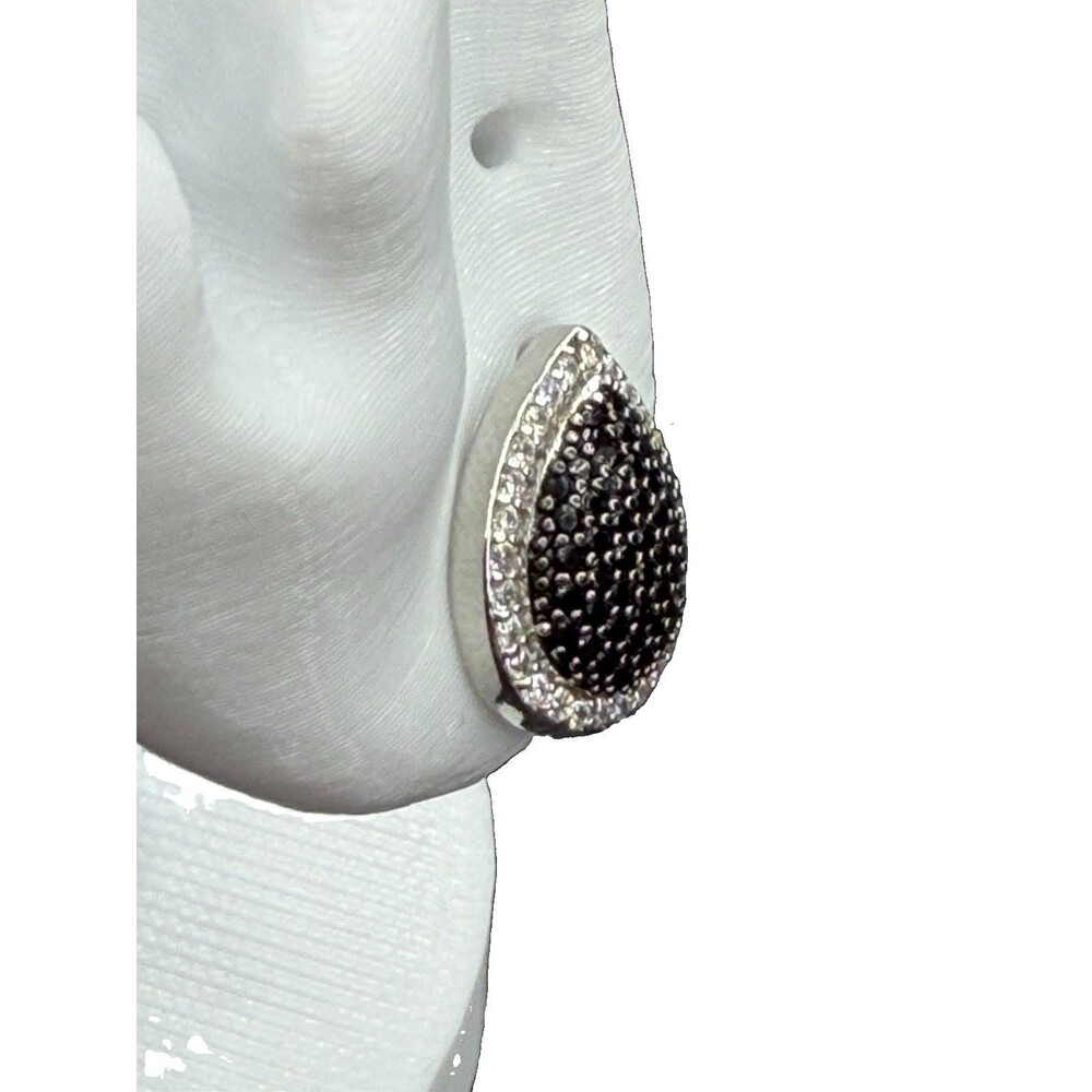 Midnight Pear 925 Silver Lab Created Black Diamond 2.29 Grams Butterfly Closure
